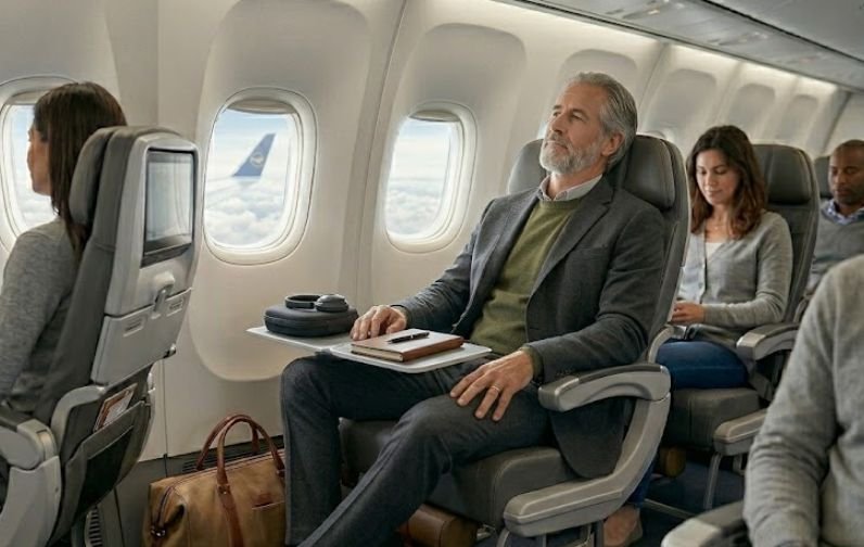 A gentleman on an airplane