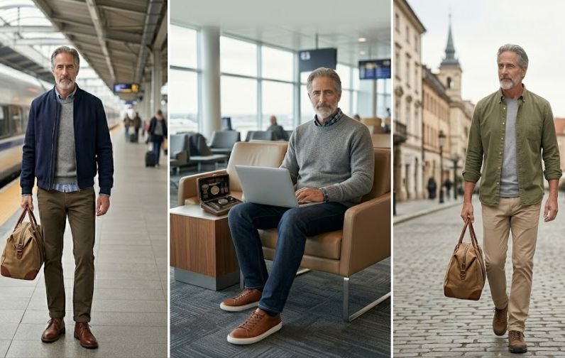 Different outfit ideas for a gentleman travelling
