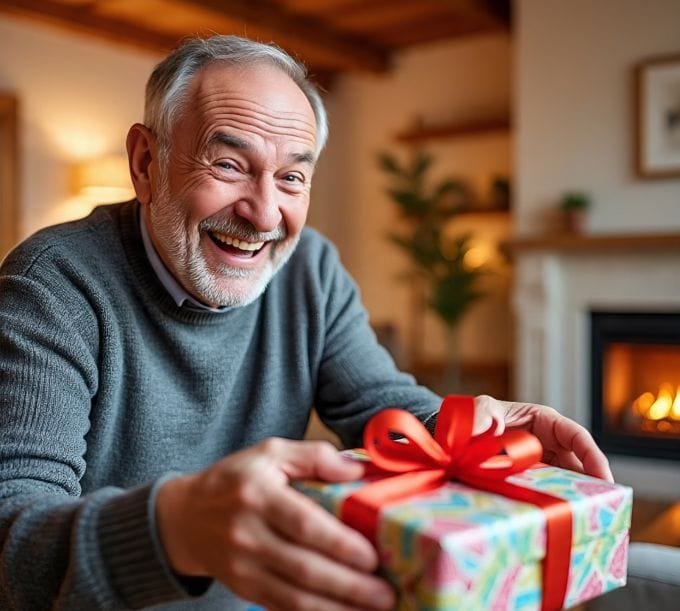 An older man being given the gift of health care