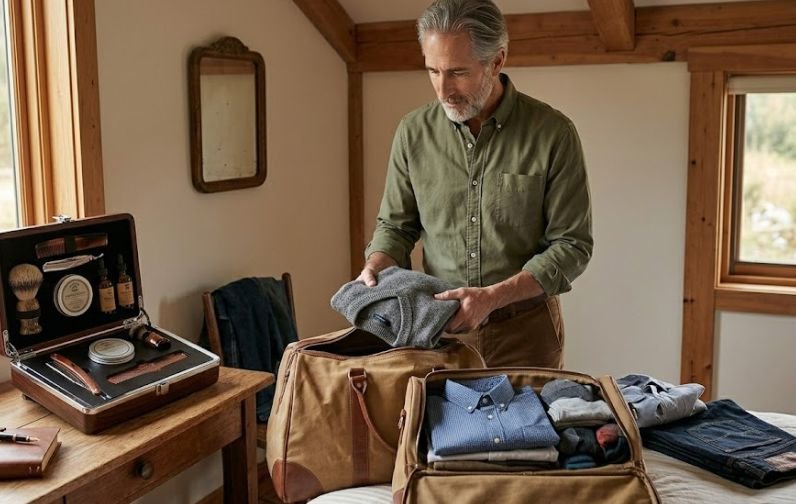 A gentleman preparing for travel