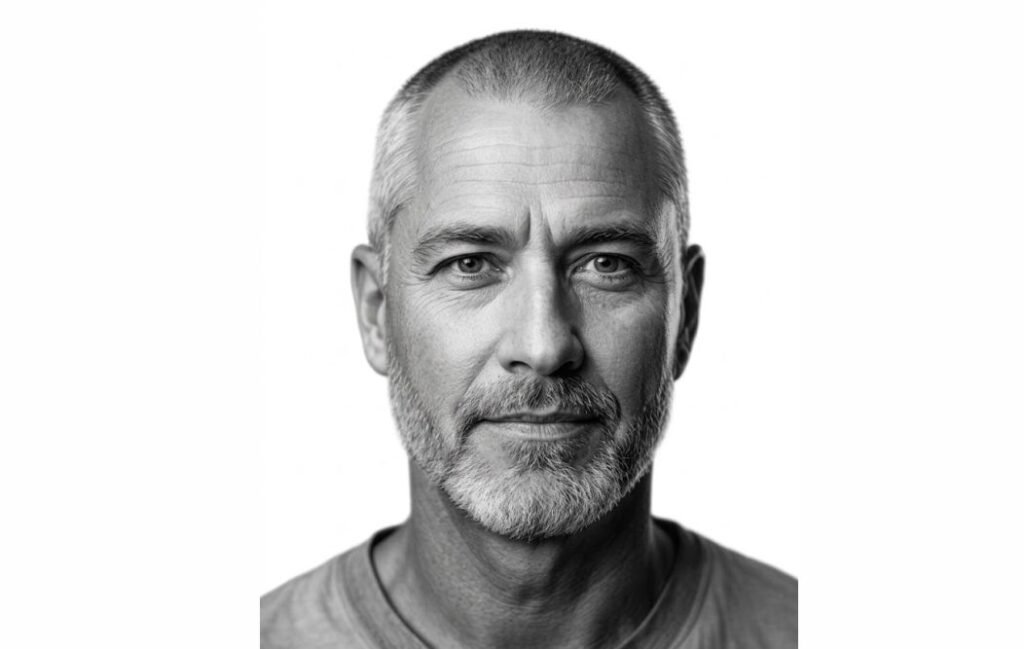 A typical buzz haircut for older men