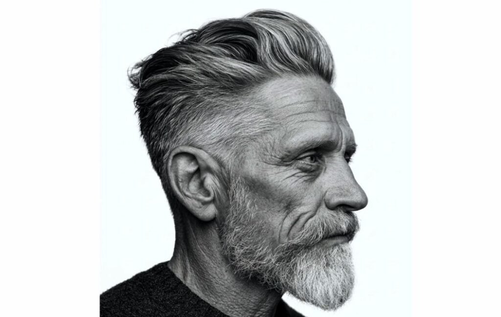 Textured crop hair style for mature men