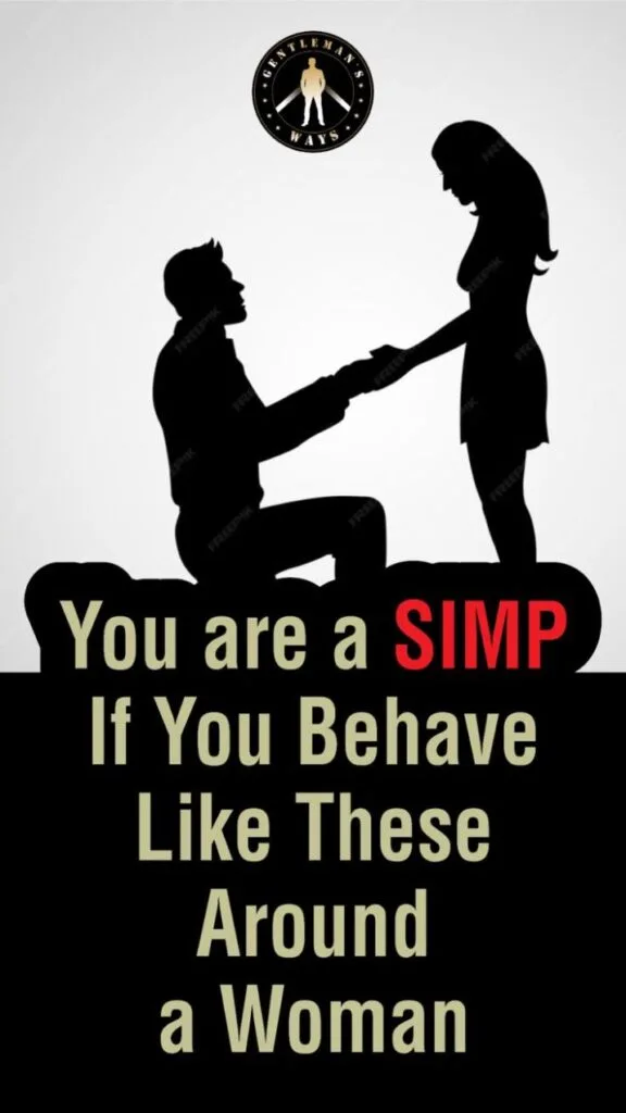 A man worshiping his woman, a sign of being a simp