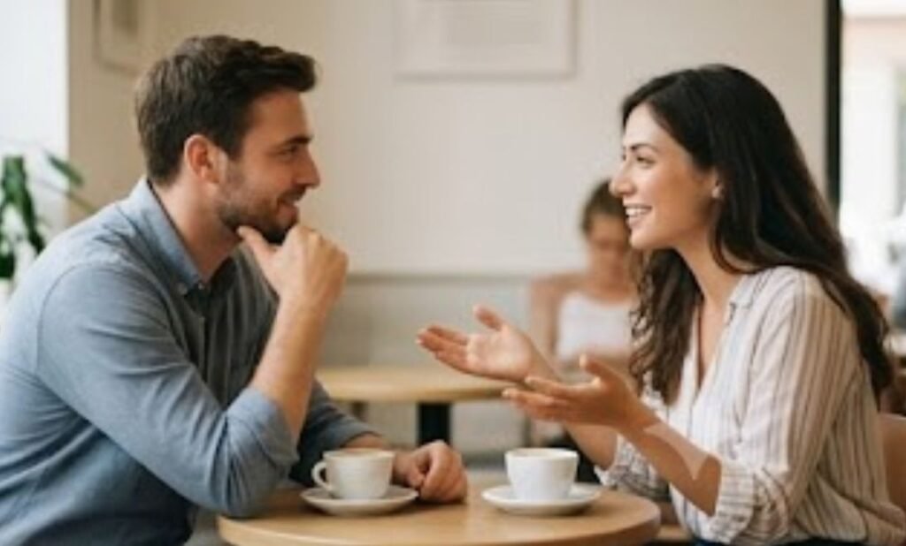 A man having a successful conversation with a lady