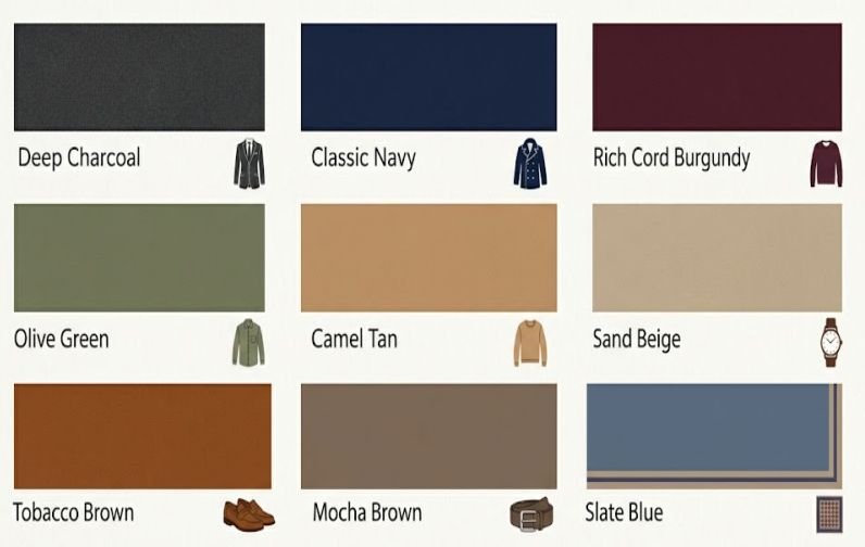 Colour palette for older men's outfit