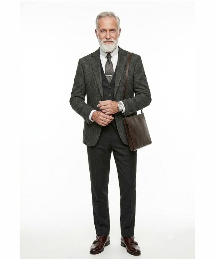 A good looking older man with proper fashion sense