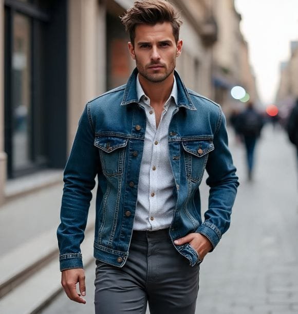 Denim Jacket with a Button Shirt