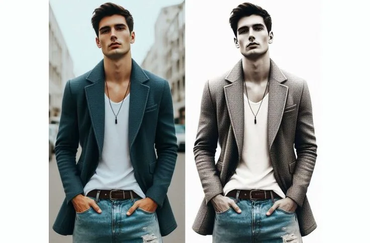 A man wearing men's Blazer Street Style