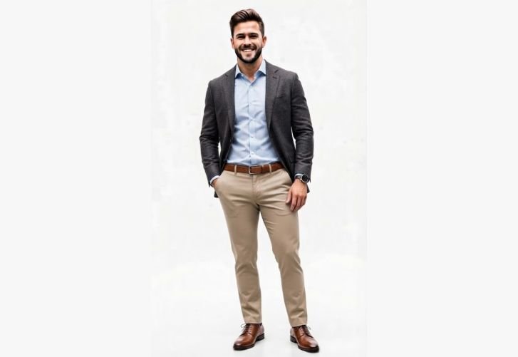 A man in business casual outfit with chinos