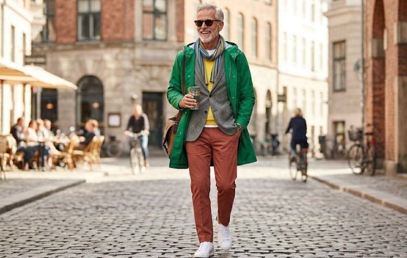 Older man using colour and layering to stay youthful