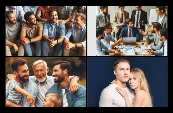 A man in different relationships depicting men and relationships