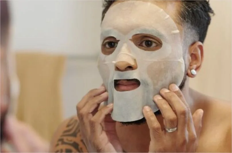 A man with advanced skincare routine