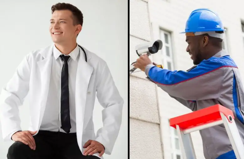 Two men in different career paths - career for men
