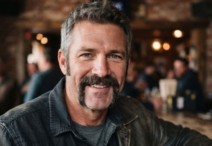 A man wearing horseshoe mustache