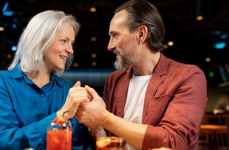 Older men dating - A man with his new woman after 50