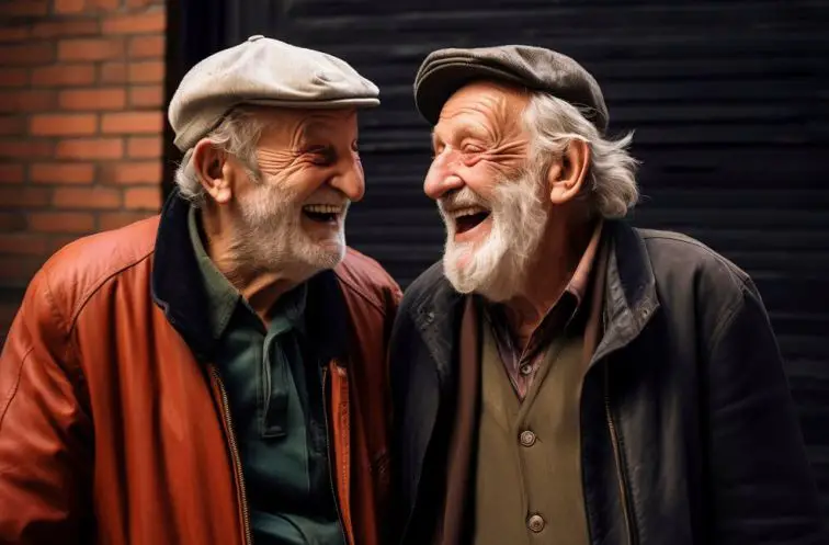 Two older men happy