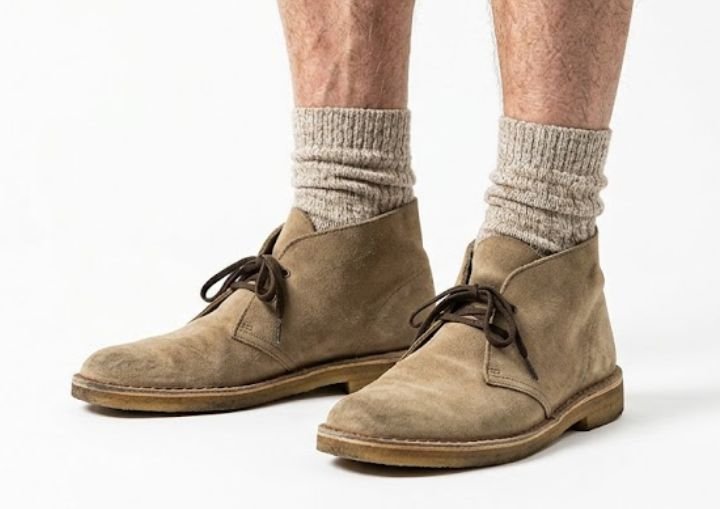 An older man in dessert boots