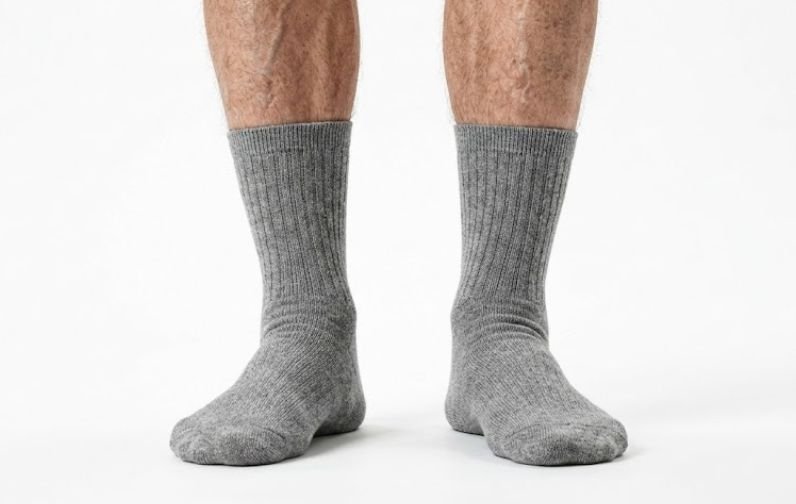 An older man's legs in socks