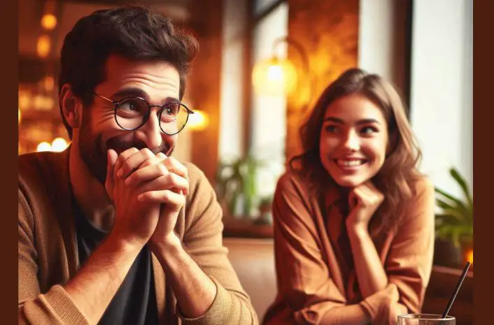 Shy men and dating - a visibly shy man on a date