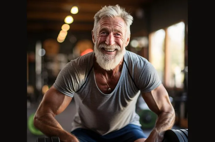 Fitness for older men - a man doing pushups 