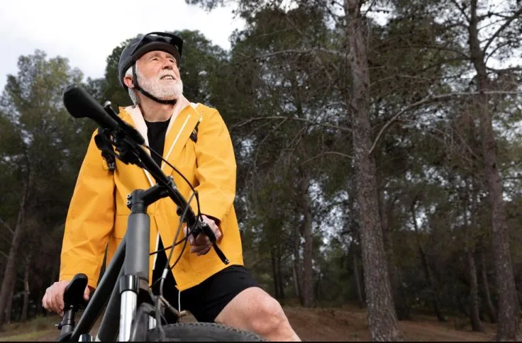 A man over 50 cycling