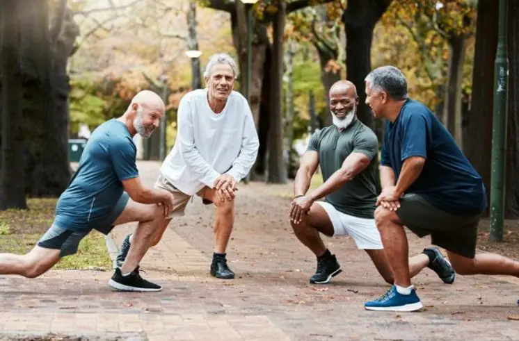 Group of 50s men engaging in group hobbies