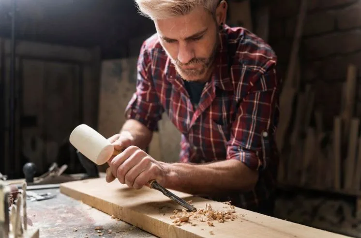 Woodworking hobby by a young man