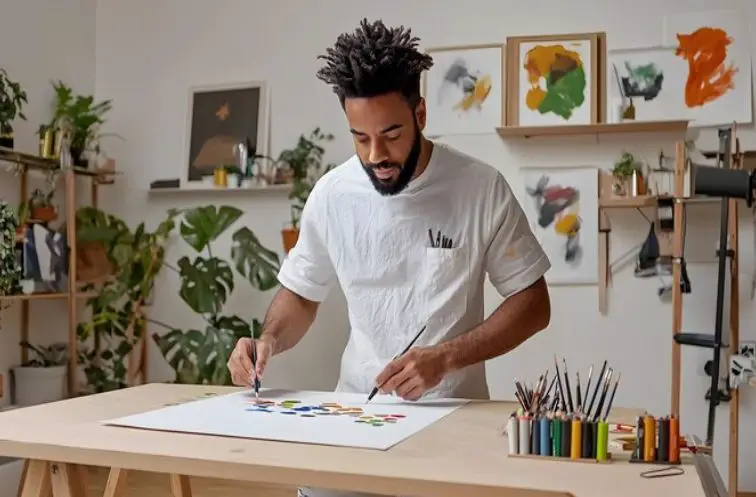 A man doing cheap creative activities as a hobby