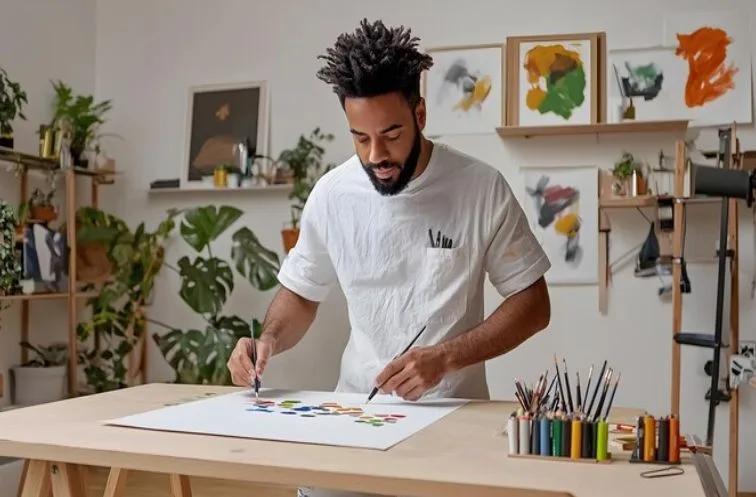 A man doing cheap creative activities as a hobby