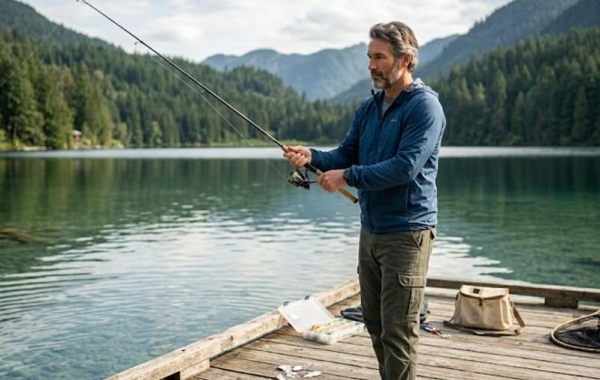 A man in his 40s fishing