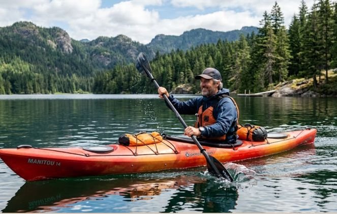 A man in his 40s kayaking as hobby