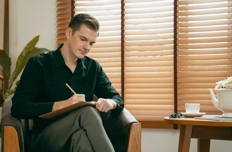 A man writing for hobby