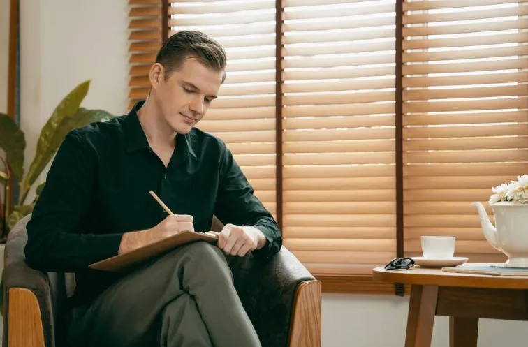 A man writing for hobby