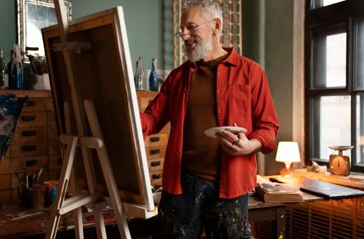 A man engaging in creative hobbies
