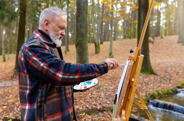 A man painting
