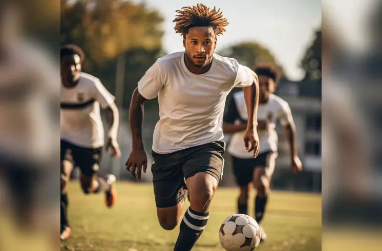 A 30s man doing soccer for hobby
