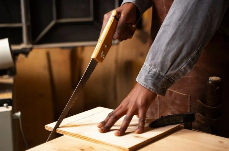 A 30s man doing woodwork as hobby