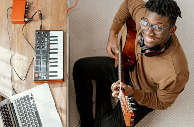 A man doing music as a creative hobby
