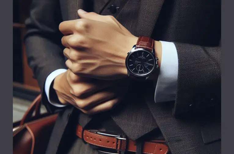 Demonstration of how to wear a men's dress timepiece