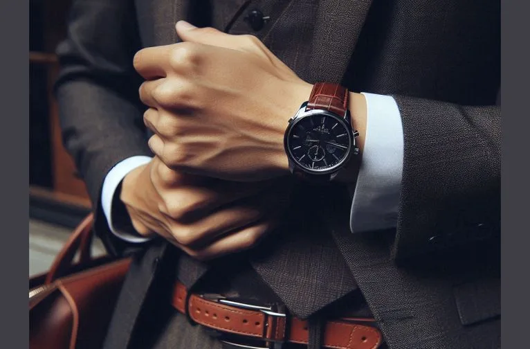 Demonstration of how to wear a men's dress timepiece
