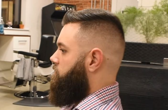 High and tight fade with beard