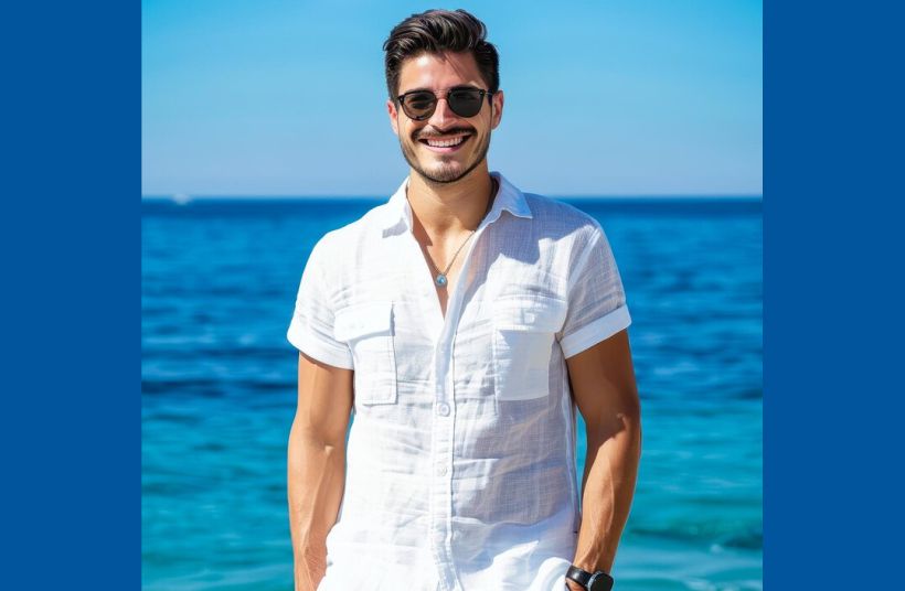 Linen men's short sleeve for summer