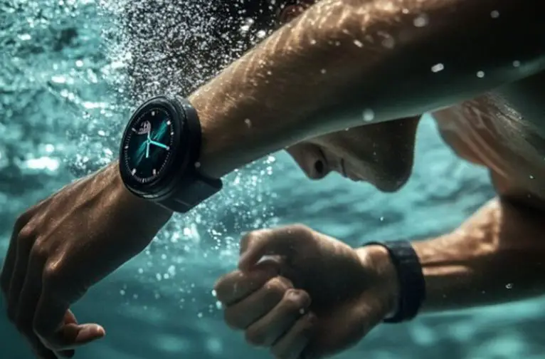Water resistant timepiece in action