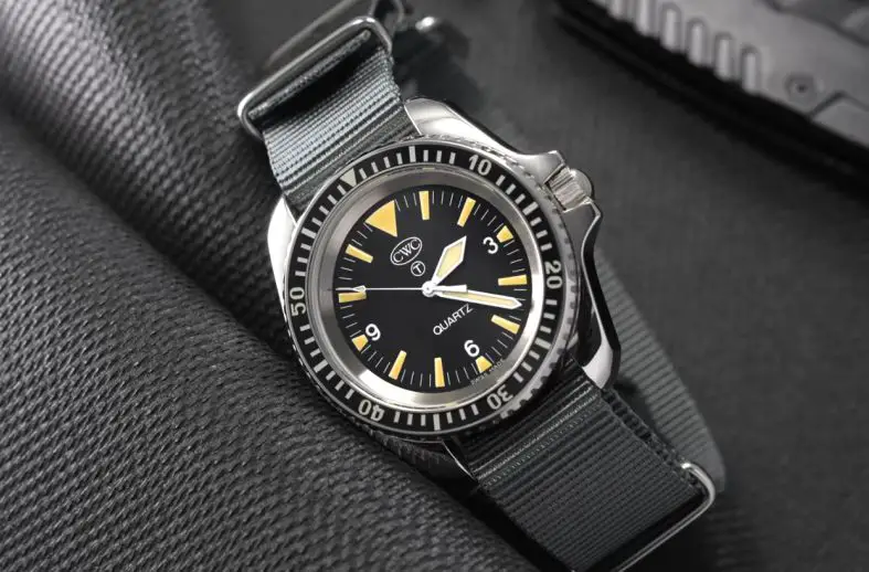 A typical diver watch with glowing elements