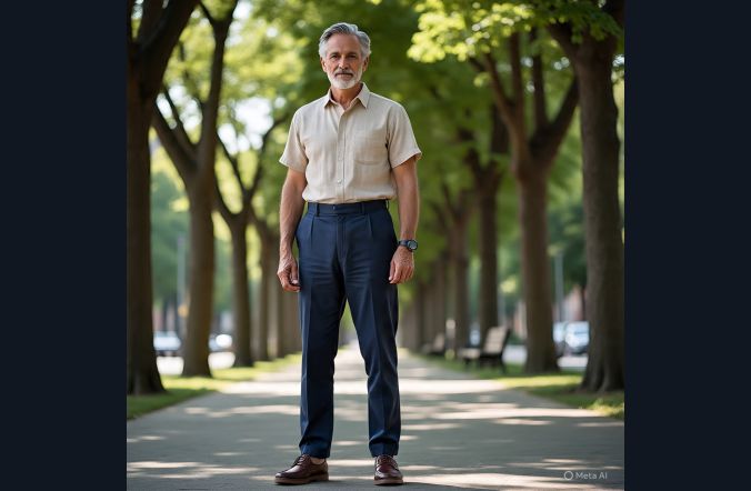 Older man in his early 60s dressed in comfortable fashion