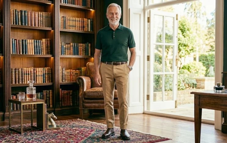 A comfortable polo-chinos outfit for older men