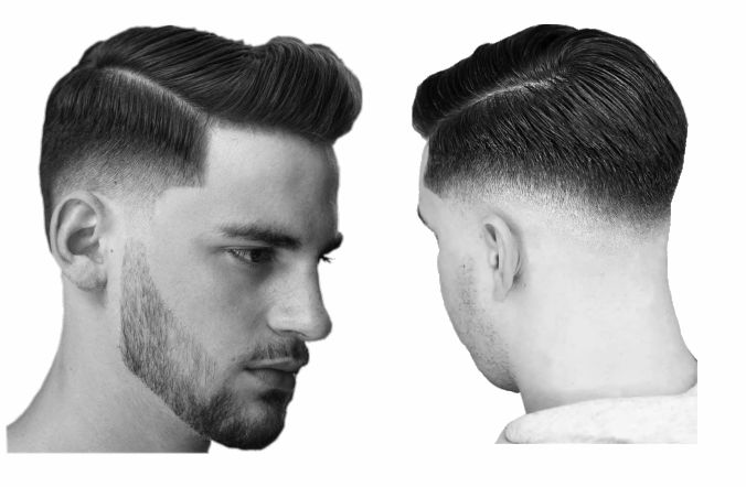 Side part with taper fade - front and back