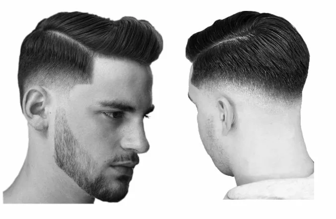 Side part with taper fade - front and back