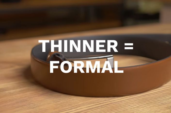 A men's thin belt which is usually formal