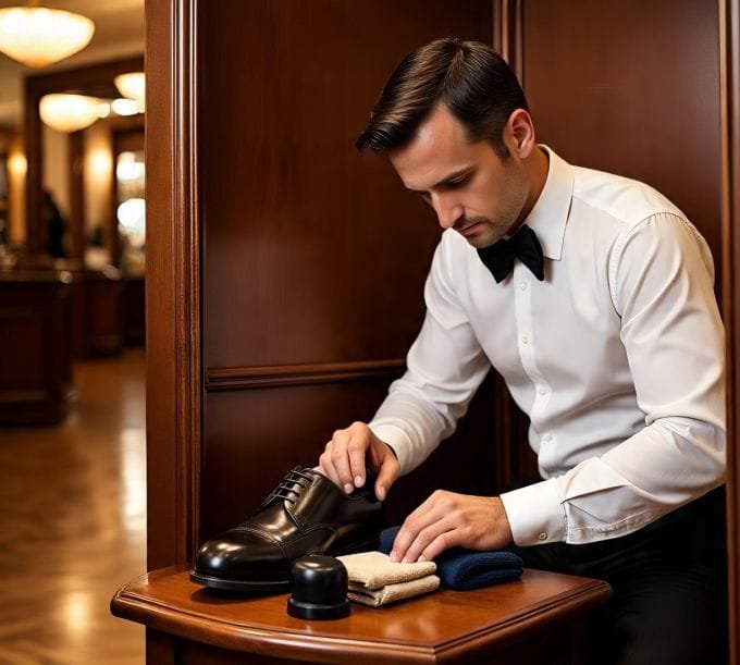 A man caring for his shoe